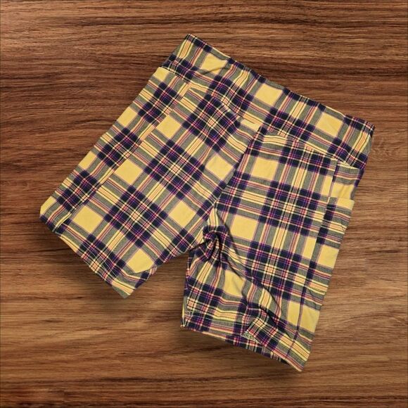 No Boundaries Black And Yellow Plaid Bike Shorts - Picture 2 of 3